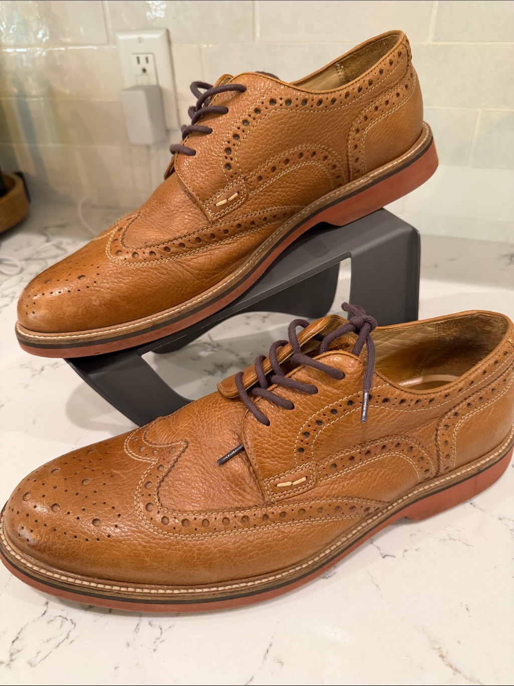 Men's Tan Leather Wingtip Brogues